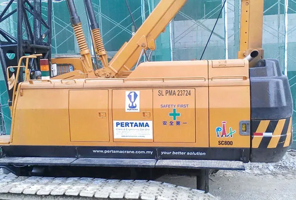 Sumitomo SC800-II crawler tower crane, 80 tonne capacity in the Pertama Crane fleet